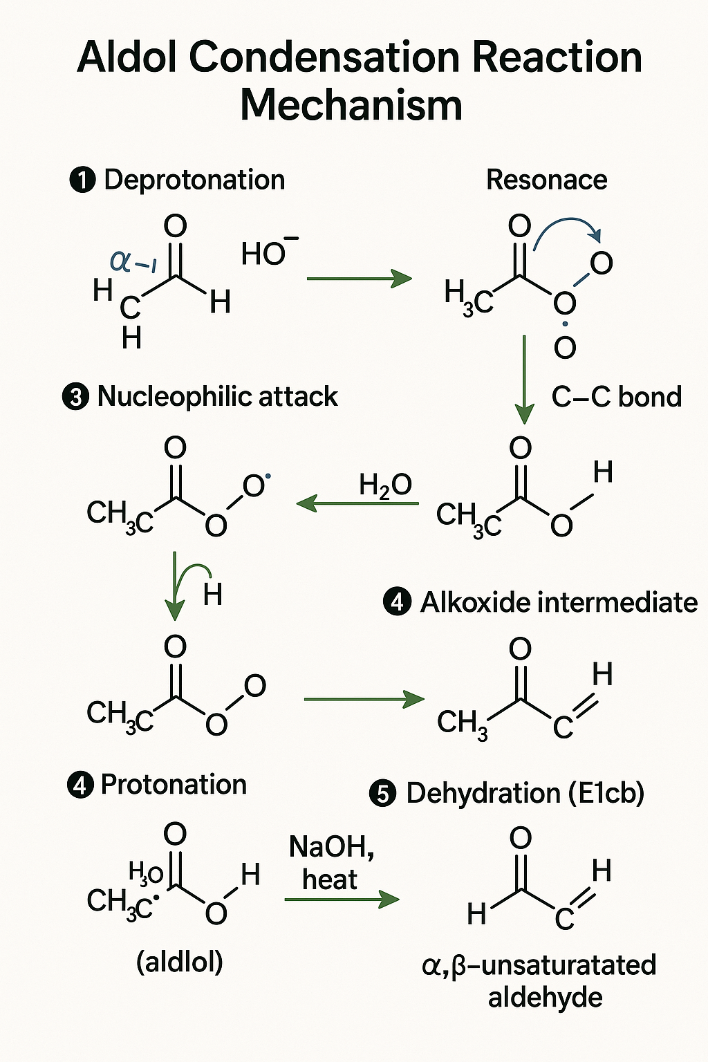 Aldol condensation reaction mechanism step-by-step
